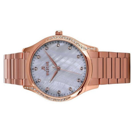 Westar Zing Crystal Accents Rose Gold Tone Stainless Steel White Mother Of Pearl Dial Quartz 00127PPN611 Women's Watch