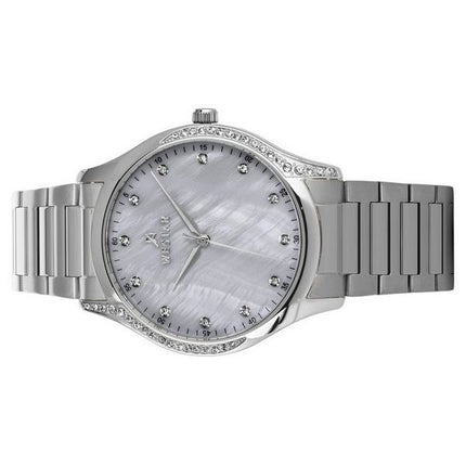 Westar Zing Crystal Accents Stainless Steel White Mother Of Pearl Dial Quartz 00127STN111 Women's Watch