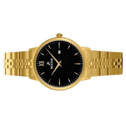 Westar Profile Gold Tone Stainless Steel Black Dial Quartz 40215GPN103 Womens Watch