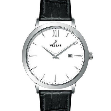 Westar Profile Leather Strap White Dial Quartz 50214STN101 Men's Watch