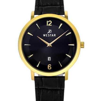 Westar Profile Leather Strap Black Dial Quartz 50219GPN103 Mens Watch