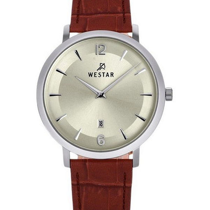 Westar Profile Leather Strap Light Champagne Dial Quartz 50219STN122 Mens Watch