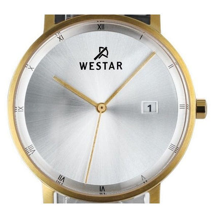 Westar Profile Black Leather Strap Silver Dial Quartz 50221GPN107 Mens Watch