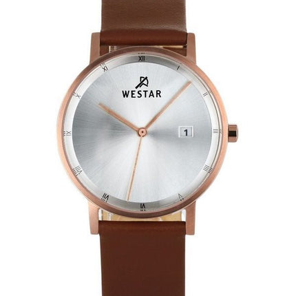 Westar Profile Brown Leather Strap Silver Dial Quartz 50221PPN627 Mens Watch