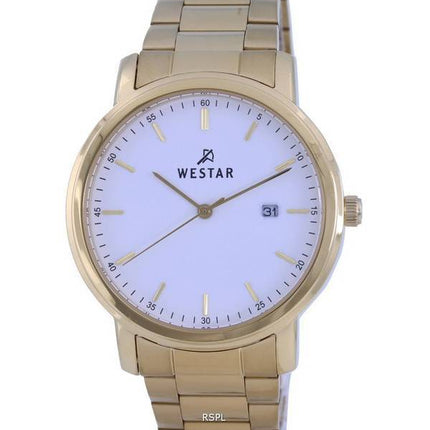 Westar White Dial Gold Tone Stainless Steel Quartz 50243GPN101 Men's Watch