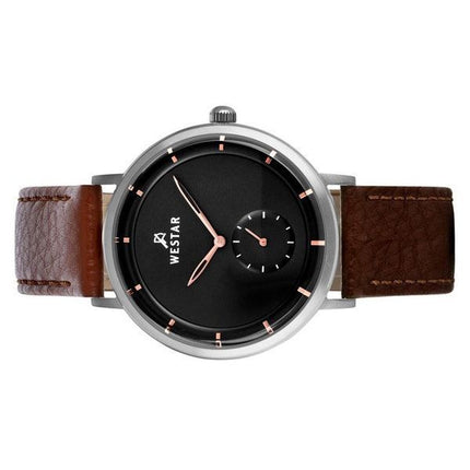 Westar Profile Leather Strap Black Dial Quartz 50246STN623 Mens Watch