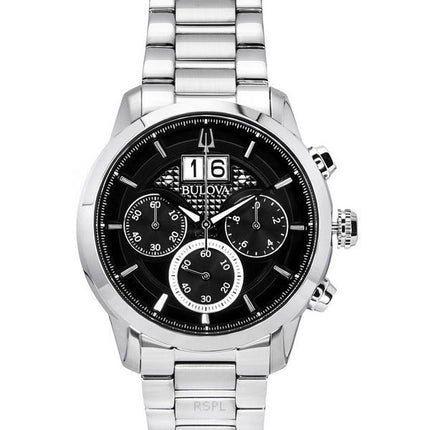 Bulova Sutton Big Date Chronograph Stainless Steel Black Dial Quartz 96B319 Men's Watch