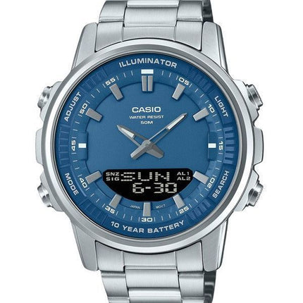 Casio Analog Digital Combination Stainless Steel Blue Dial Quartz AMW-880D-2A1V Mens Watch