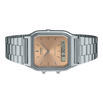 Casio Vintage Analog Digital Light Copper Dial Dual time Quartz AQ-230A-4AMQY Unisex Watch