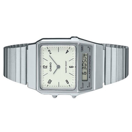 Casio Vintage Analog Digital Dual Time Stainless Steel Bracelet White Dial Quartz AQ-800E-7A2 Unisex Watch