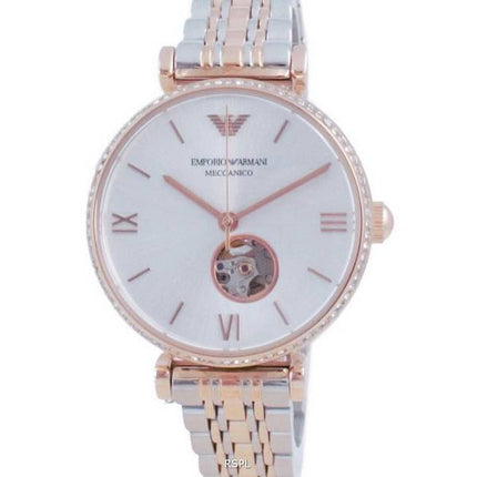 Emporio Armani Gianni T-Bar Open Heart Diamond Accents Automatic AR60019 Unisex Watch