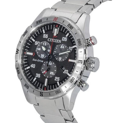 Citizen Eco-Drive Chronograph Stainless Steel Black Dial AT2520-89E 100M Men's Watch