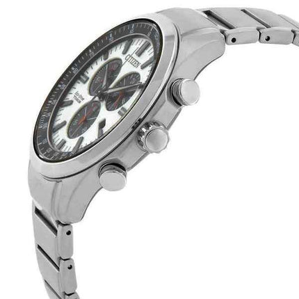 Citizen Eco-Drive Chronograph Super Titanium White Dial AT2530-85A 100M Mens Watch