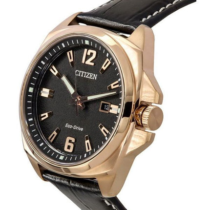 Citizen Eco-Drive Sport Luxury Endicott Leather Strap Black Dial AW1723-02E 100M Mens Watch