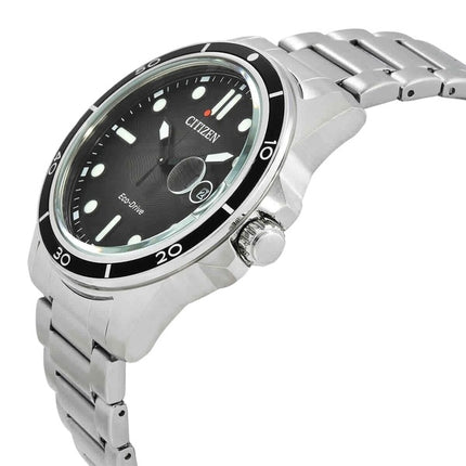 Citizen Marine Stainless Steel Black Dial Eco-Drive AW1816-89E 100M Mens Watch