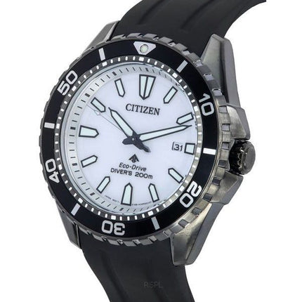 Citizen Promaster Marine Rubber Strap White Dial Eco-Drive Diver's BN0197-08A 200M Men's Watch