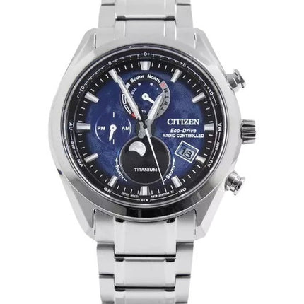 Citizen Tsuku-yomi Chronograph Moon Phase Super Titanium Blue Dial Eco-Drive BY1010-81L 100M Men's Watch