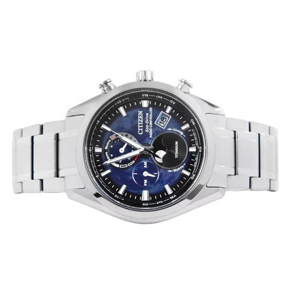 Citizen Tsuku-yomi Chronograph Moon Phase Super Titanium Blue Dial Eco-Drive BY1010-81L 100M Men's Watch