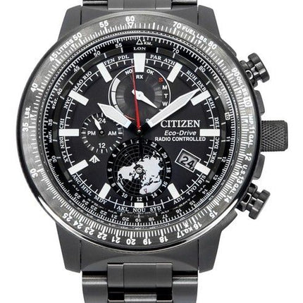 Citizen Promaster Geo Trekker Stainless Steel Black Dial Eco-Drive BY3005-56G 200M Mens Pilot Watch