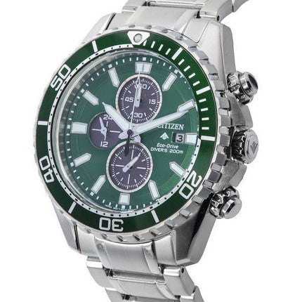 Citizen Promaster Chronograph Green Dial Eco-Drive Diver's CA0820-50X 200M Men's Watch