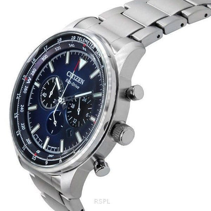 Citizen Eco-Drive Chronograph Stainless Steel Blue Dial CA4500-91L 100M Men's Watch