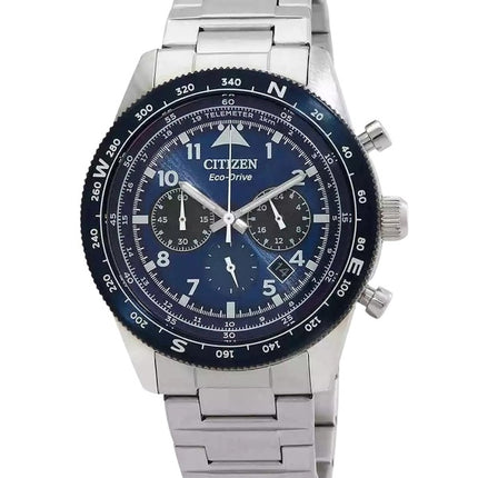 Citizen Eco-Drive Chronograph Stainless Steel Blue Dial CA4554-84L 100M Men's Watch