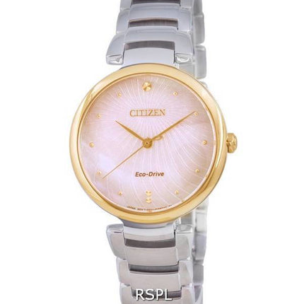 Citizen Mother Of Pearl Dial Two Tone Stainless Steel Eco-Drive EM0854-89Y Womens Watch