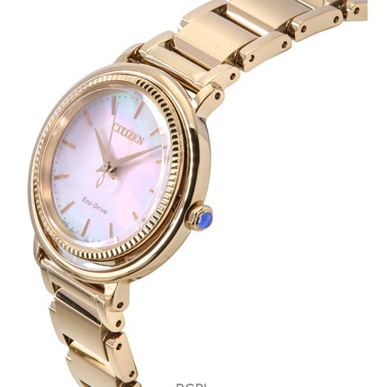 Citizen L Eco-Drive Rose Gold Tone Stainless Steel Mother of Pearl Dial EM1103-86Y Women's Watch