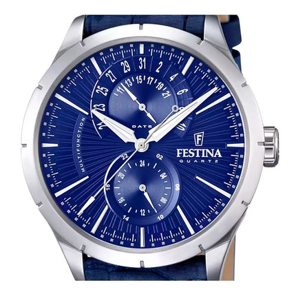 Festina Retro Multifunction Leather Strap Blue Dial Quartz F16573-7 Men's Watch