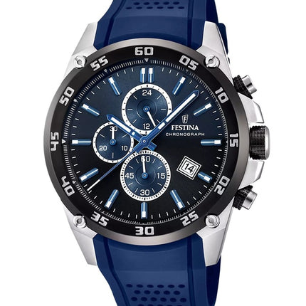 Festina The Originals Chronograph Rubber Strap Blue Dial Quartz F20330-A 100M Men's Watch