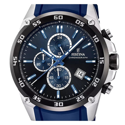 Festina The Originals Chronograph Rubber Strap Blue Dial Quartz F20330-A 100M Men's Watch