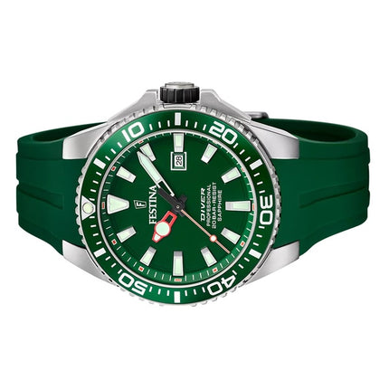 Festina The Originals Rubber Strap Green Dial Quartz Diver's F20664-2 200M Men's Watch