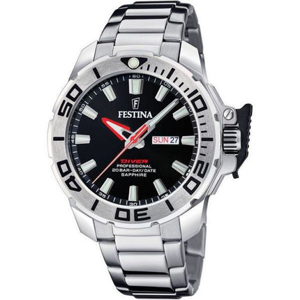 Festina Diver Stainless Steel Black Dial Quartz F20665-4 200M Mens Watch