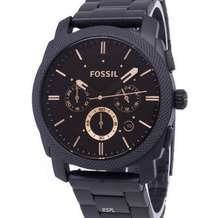 Fossil Machine Mid-Size Chronograph Black IP Stainless Steel FS4682 Mens Watch