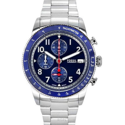 Fossil Sport Tourer Chronograph Stainless Steel Blue Dial Quartz FS6047 Men's Watch