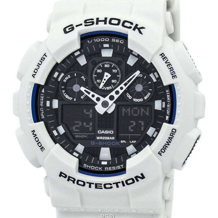 Casio G-Shock World Time White Analog Digital GA-100B-7A Mens Watch