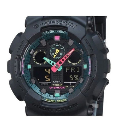 Casio G-Shock Analog Digital Multi Fluorescent Accents Series Resin Strap Black Dial Quartz GA-100MF-1A 200M Men's Watch