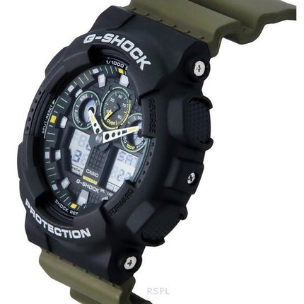 Casio G-Shock Analog Digital Resin Strap Black Dial Quartz GA-100TU-1A3 200M Men's Watch