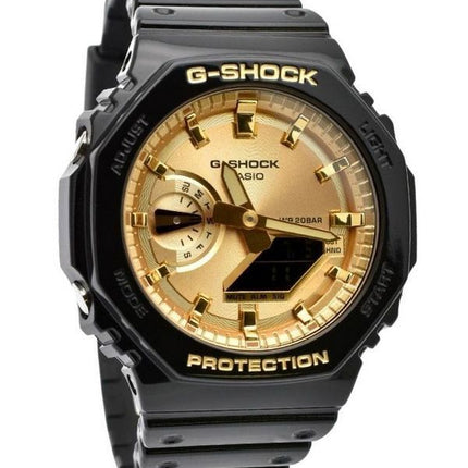 Casio G-Shock Analog Digital Black And Gold Color Resin Strap Quartz GA-2100GB-1A 200M Mens Watch