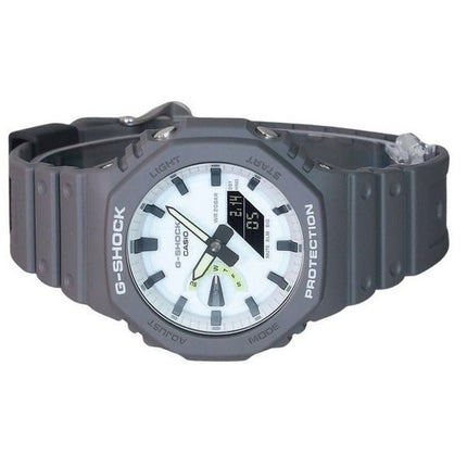 Casio G-Shock Hidden Glow Series Analog Digital Bio Based Resin Strap White Dial Quartz GA-2100HD-8A 200M Mens Watch