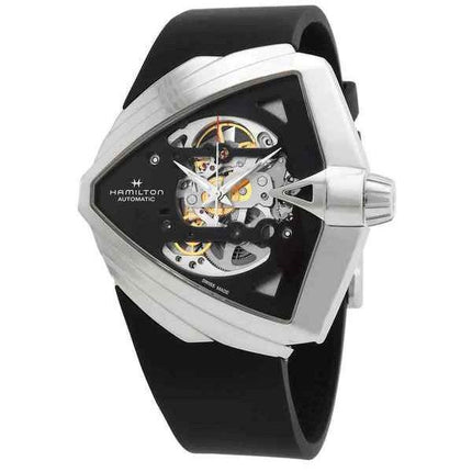 Hamilton Ventura XXL Rubber Strap Black Skeleton Dial Automatic H24625330 Men's Watch