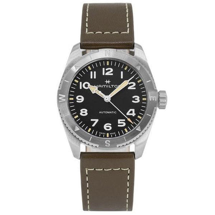 Hamilton Khaki Field Expedition Leather Strap Black Dial Automatic H70225830 100M Men's Watch