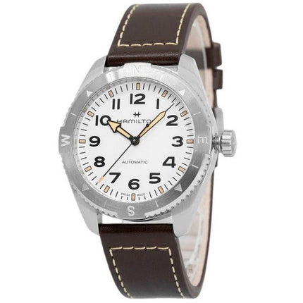 Hamilton Khaki Field Expedition Leather Strap White Dial Automatic H70315510 100M Men's Watch