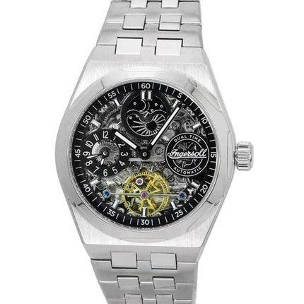 Ingersoll The Broadway Dual Time Skeleton Black Dial Automatic I12901 Mens Watch