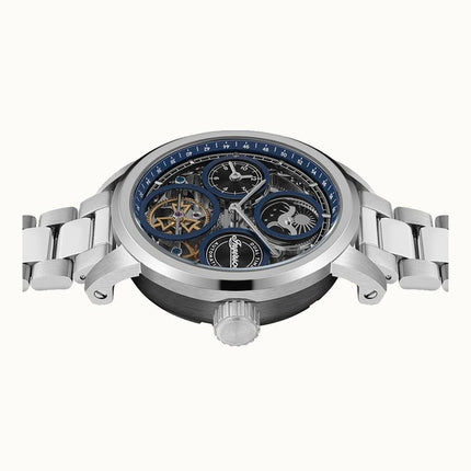 Ingersoll The Arc Moon Phase Stainless Steel Blue Skeleton Dial Automatic I16003 Men's Watch