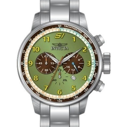 Invicta S1 Rally Chronograph Stainless Steel Green Dial Quartz 44951 100M Mens Watch