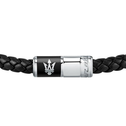 Maserati Jewels Recycled Leather And Stainless Steel Bracelet JM222AVE07 For Men