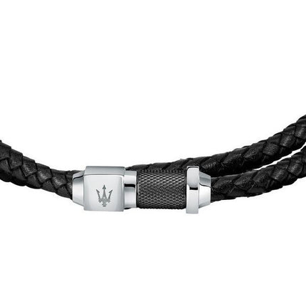 Maserati Jewels Recycled Leather And Stainless Steel Bracelet JM223AVE18 For Men