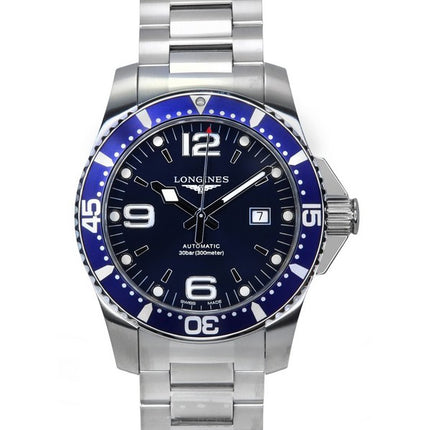 Longines Hydroconquest Stainless Steel Sunray Blue Dial Automatic Diver's L3.781.4.96.6 300M Men's Watch