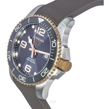 Longines HydroConquest Rubber Strap Sunray Grey Dial Automatic Diver's L3.782.3.78.9 300M Men's Watch